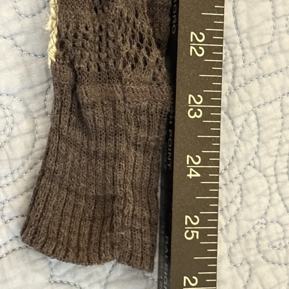Free People Small Gray Open Knit Fitted Pullover Sweater